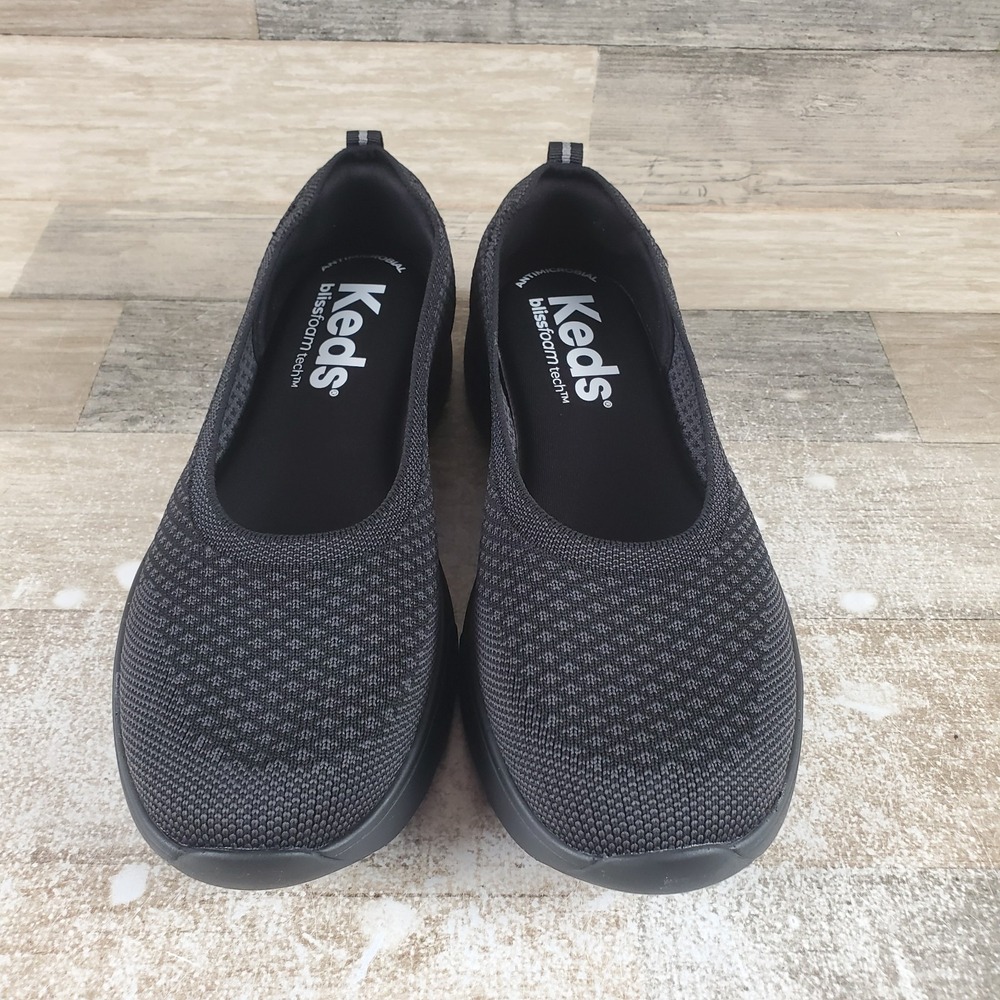Keds Blisswalk Skimmer Womens Shoes Sz 7.5 Wide Black Knit Round Toe Slip On - Picture 2 of 12